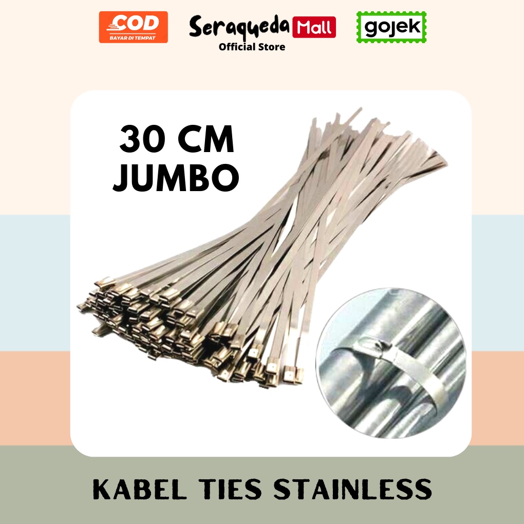 Jual Seraqueda cable ties stainless steel SS 7.9cm x 30cm kabel ties
