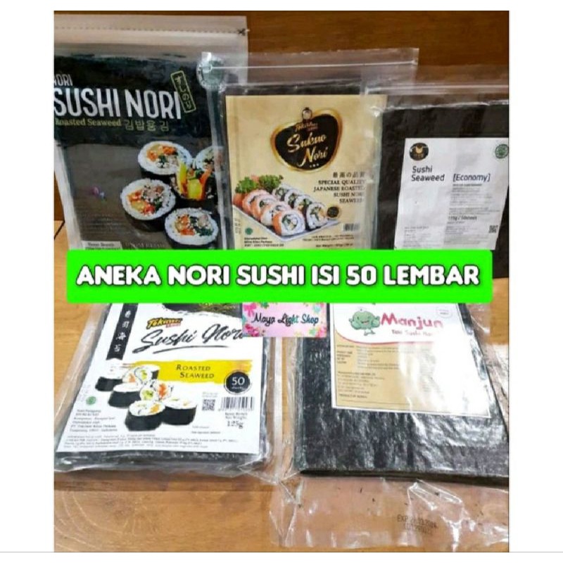 

Nori Sushi isi 50 lembar sushi nori java tokinori manjun sakao rumput laut kering dry seaweed halal sushi nori halal murah