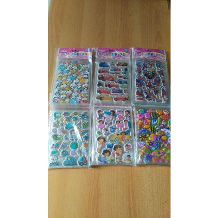 EM Stiker 3D Anak karakter Kartun Hewan Anak Perempuan Timbul XS KecIL