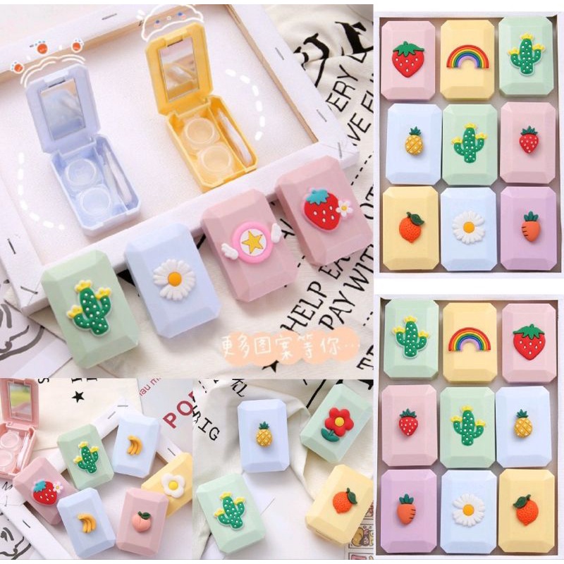 TEMPAT SOFTLENS WARNA MACARON KARAKTER KARTUN WADAH SOFTLENS / SOFTLENS CASE - Aksesoris Kotak Box P