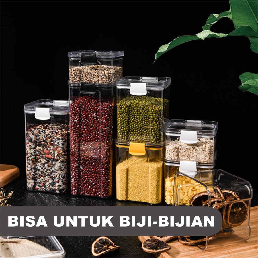 TOPLES PLASTIK KOTAK BENING PENYIMPANAN CEREAL KONTAINER MAKANAN SNACK KEDAP UDARA FOOD STORAGE JAR CONTAINER BERKUALITAS MURAH  ka