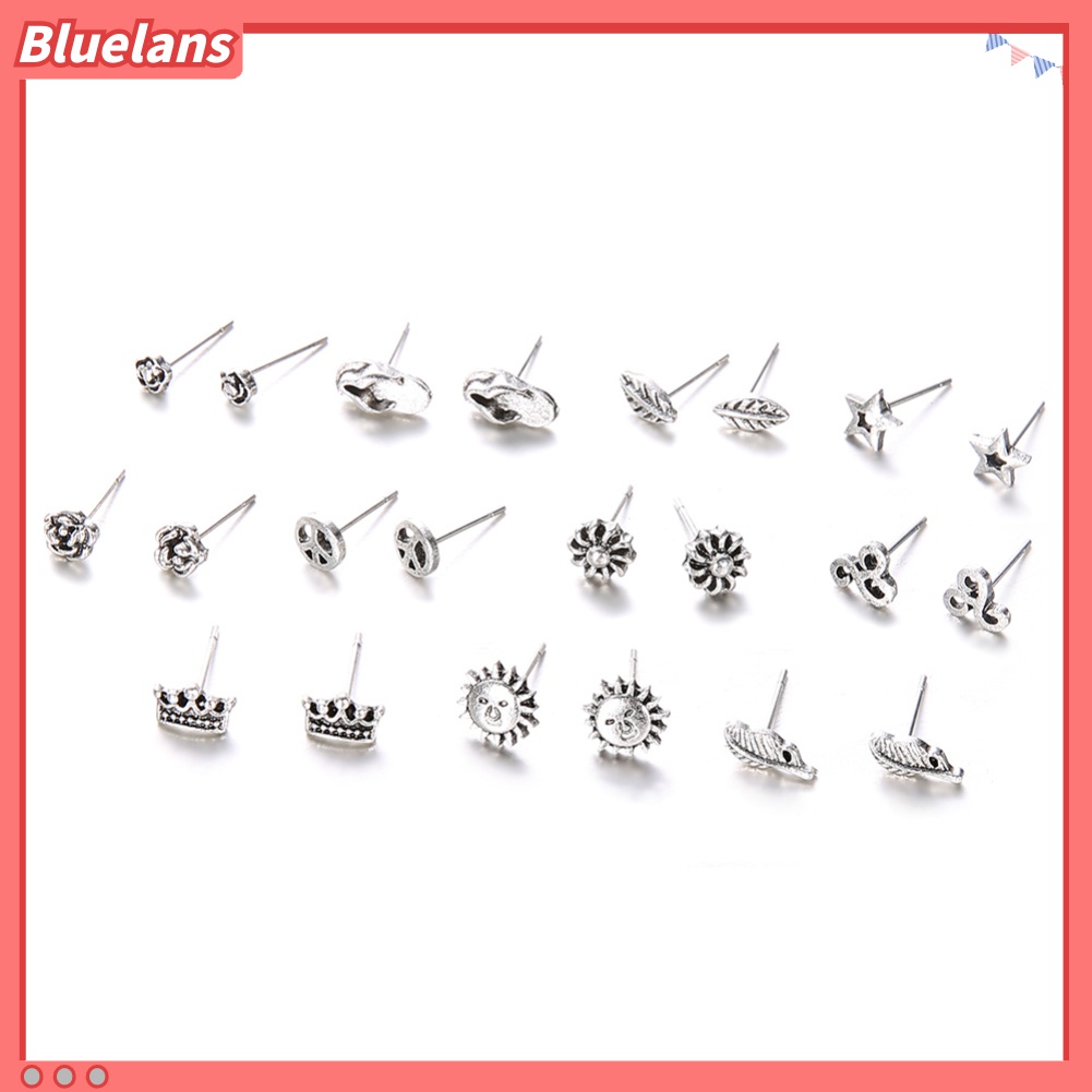 11 Pasang / Set Anting Stud Bentuk Bunga Daun Kecil Gaya Bohemia Untuk Wanita