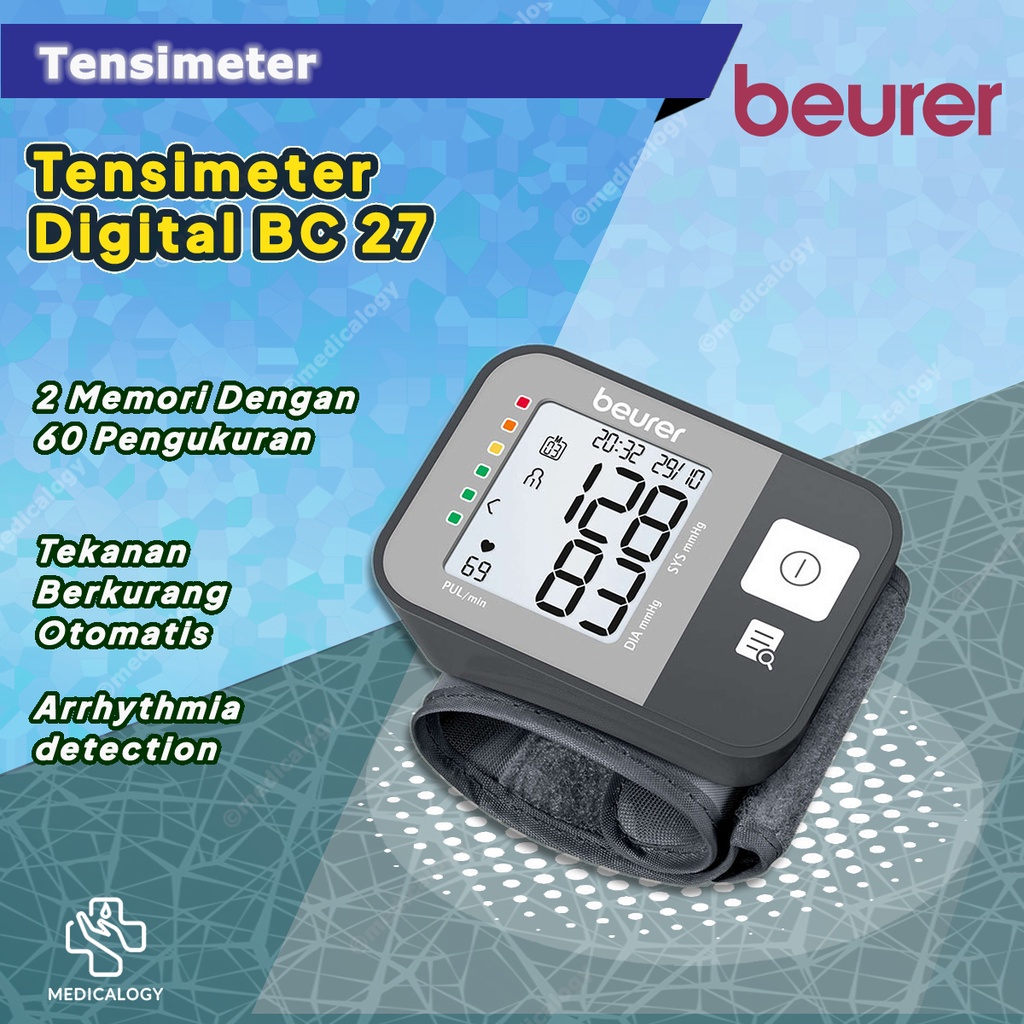 Tensimeter Digital Beurer BC 27 Blood Pressure Monitor Pergelangan Tangan
