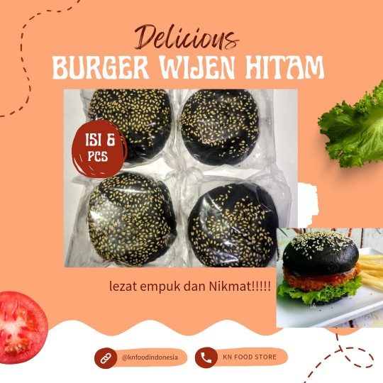 

Roti Burger Hitam 1 Pak isi 6 pcs -Black Bun Burger 6pc