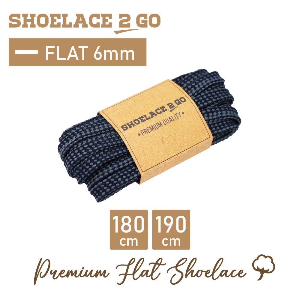 SHOELACE 2 GO PREMIUM TALI SEPATU GEPENG PIPIH FLAT J8 - NAVY - 180CM 190CM