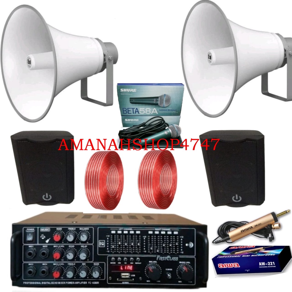 PAKET TOA SOUND SYSTEM MASJID ATAU MUSHOLLA 2 SPEAKER OUTDOOR DAN INDOOR 2 SPEAKER  PAKET TOA MASJID