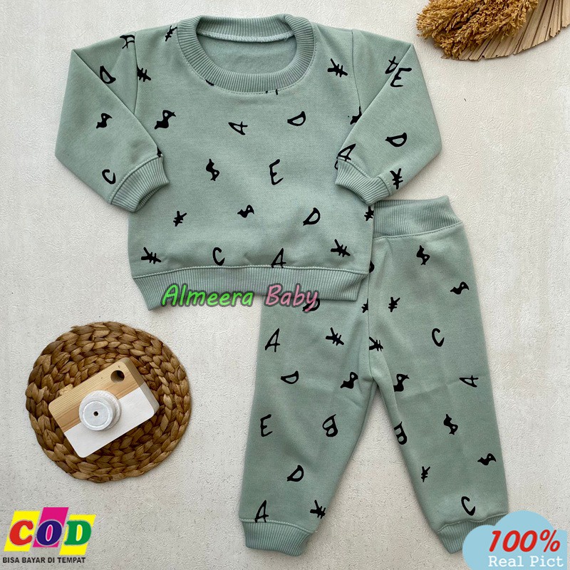 Setelan Baju Bayi Setelan sweater Bayi Celana Jogger Bayi Usia 3-12 Bulan Almeera Baby and Kids