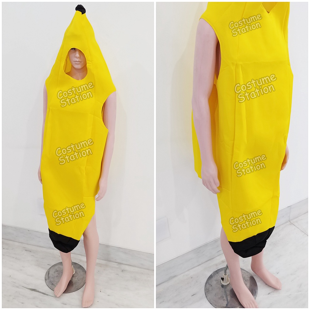 Kostum Buah Pisang Mascot / Costume Yellow Banana Fruit Maskot Onesie Halloween Party dewasa