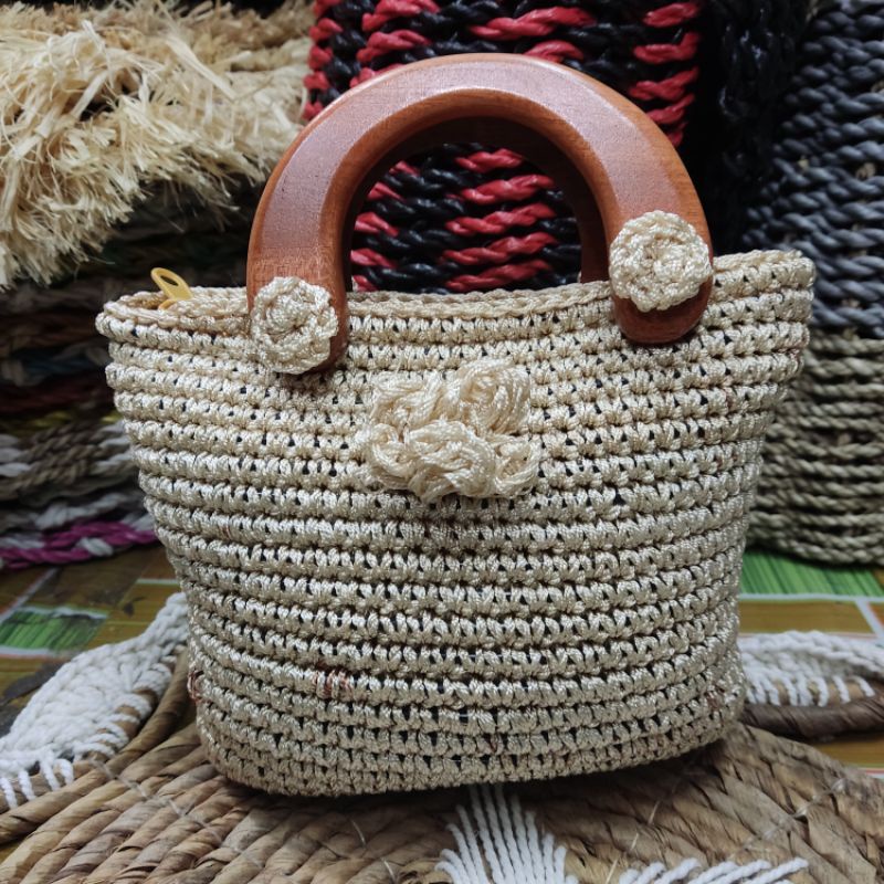 Tas Mini Lucu, Tas tenteng, tas rajut tenteng, tas mukena, tas kondangan, Tas Rajut Kecil, Tas Rajut