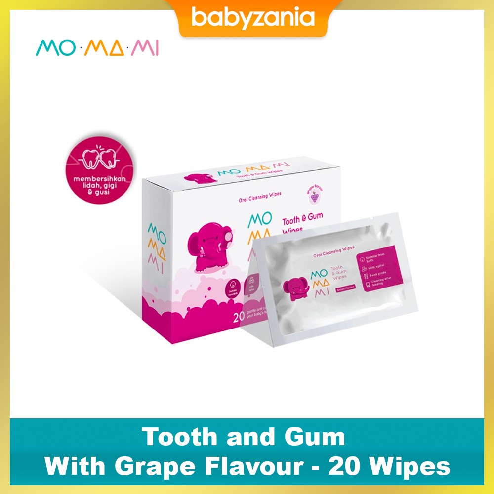 Momami Tooth and Gum with Grape Flavour - 20 Wipes