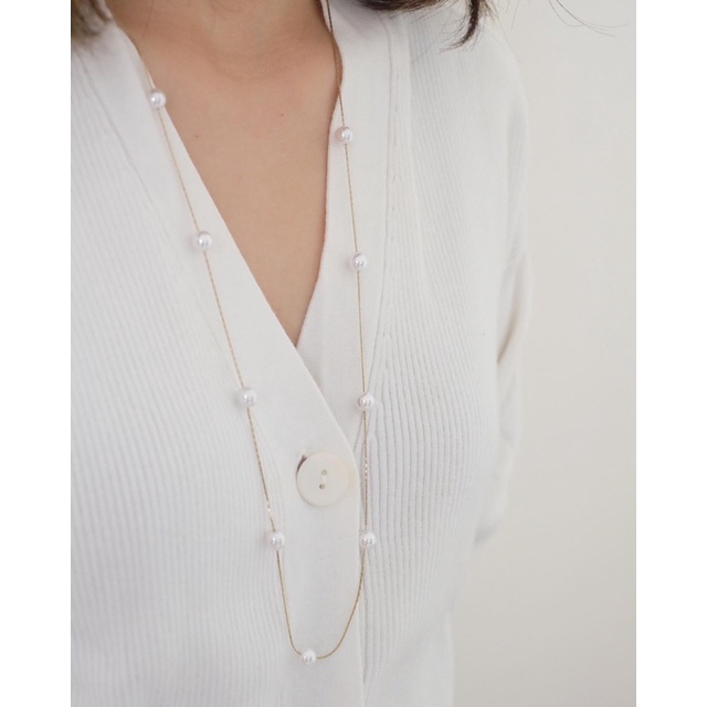 Ark.co - Joan long pearl multiway necklace kalung mutiara panjang simple minimalis