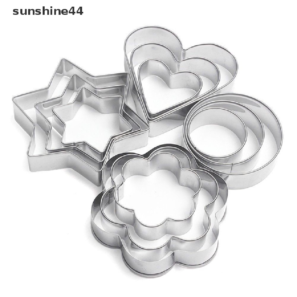 Sunshine 12Pcs Cetakan Cutter Stainless Steel Untuk Fondant Kue / Biskuit