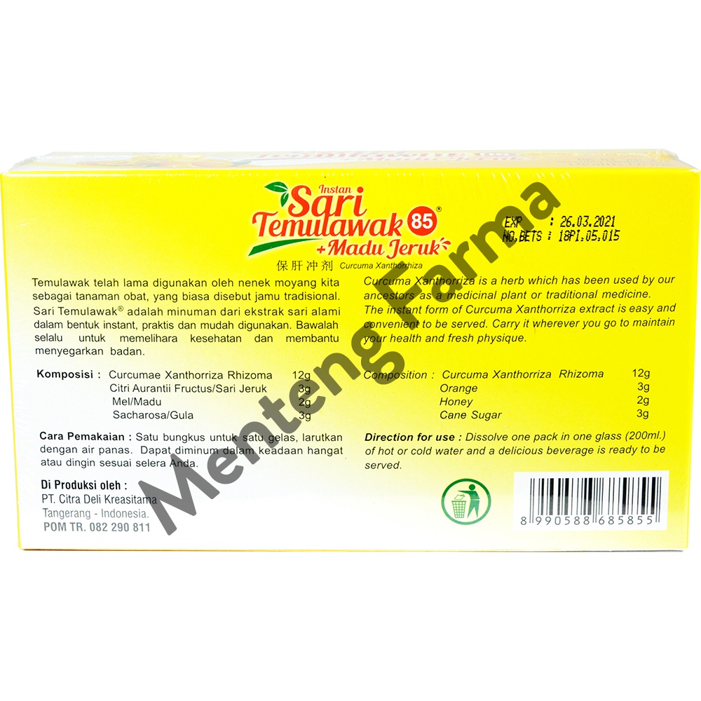 Sari Temulawak 85 Instan Plus Madu Jeruk