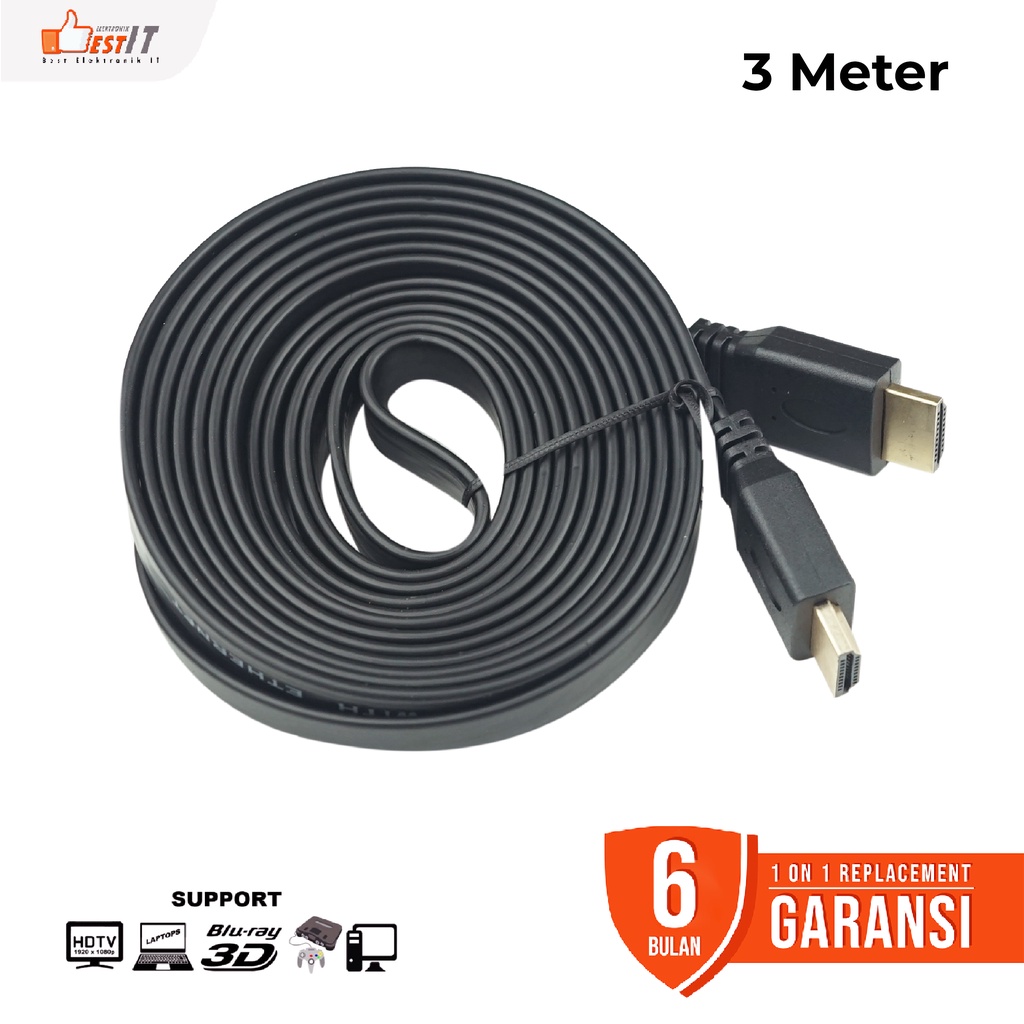 Kabel HDMI 3 Meter Flat V1.4