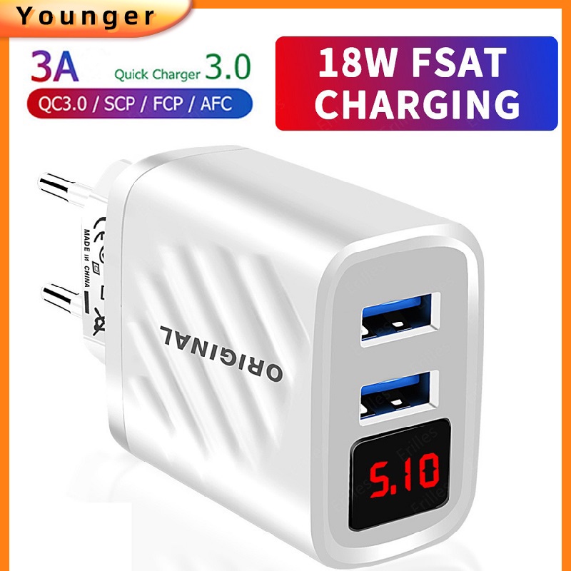 Adapter Charger 2 Port USB 3.0 Fast Charging Untuk Iphone Android