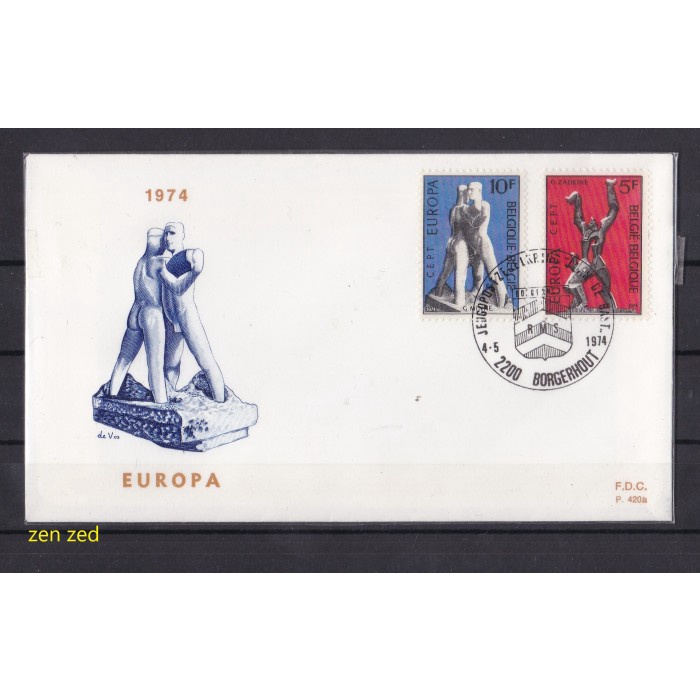 

A077 Perangko FDC SHP Belgium 1974 Europa Stamps - Sculptures 1 Pcs