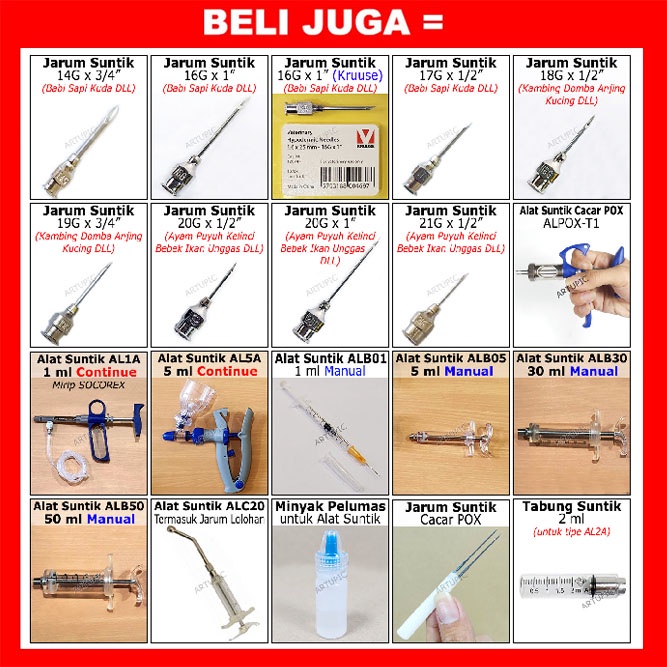 Jarum Suntik Hewan Besar 18G x 1 inch Vaksin Ternak Kambing Domba Anjing Vet Needle Stainless Steel 18 G x 1&quot;