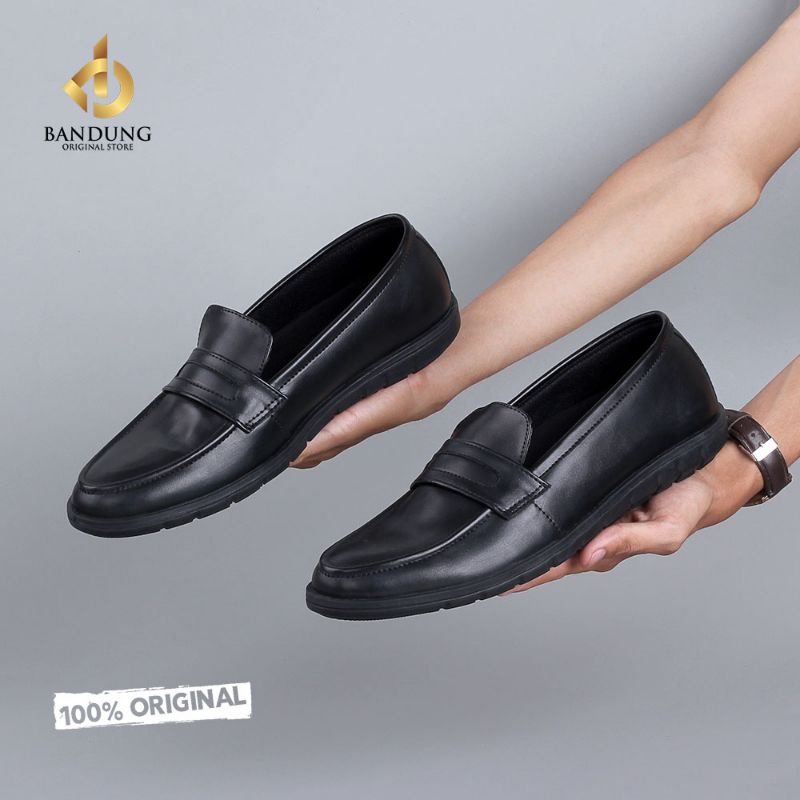 ORIGINAL - Oxford FULL BLACK Terbaru | Sepatu Formal Pesta Pria Pantofel Hitam Model Slip On Kulit Stylish Premium | Sepatu Distro Mils Premium Exclusive Modern | Sepatu Casual Cowok Keren Santai Kerja Kantor Series Street