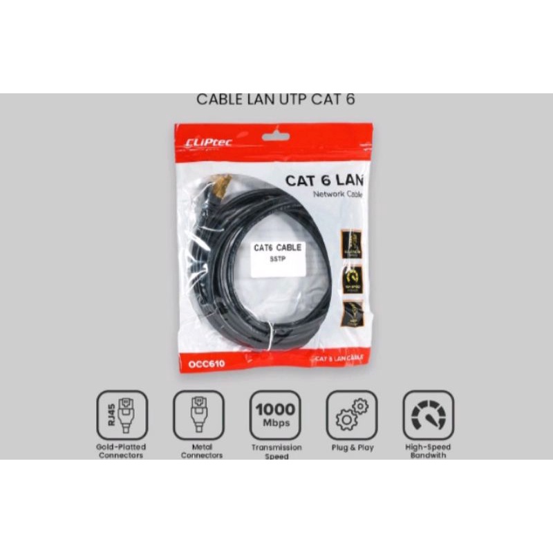 kabe lan 15m cat6 cliptec kabel lan utp cat 6