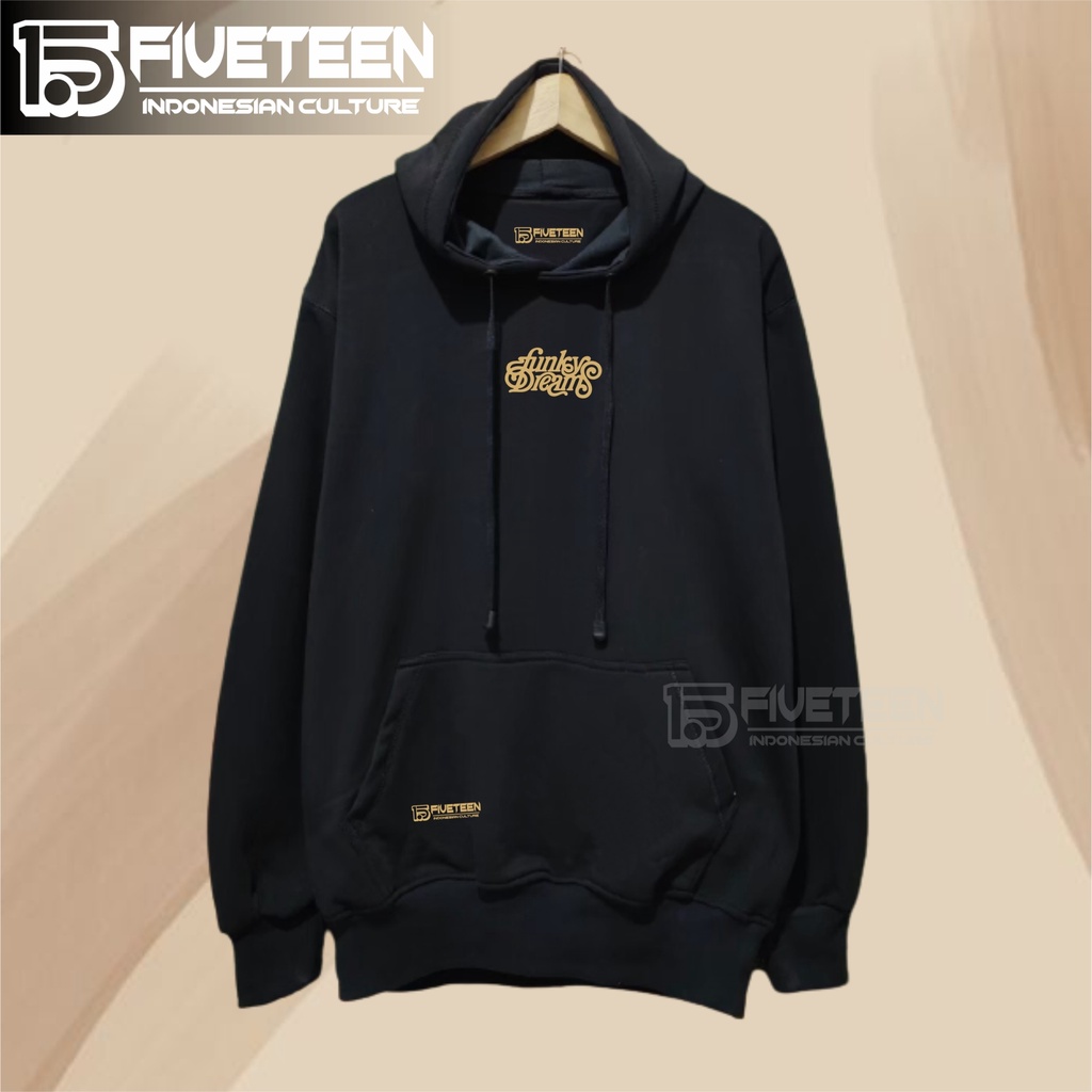 Sweater Hoodie Pria Distro Cotton Fleece Switer Hodie Cowok Original Premium fifteen15 warna hitam sablon funky dreams