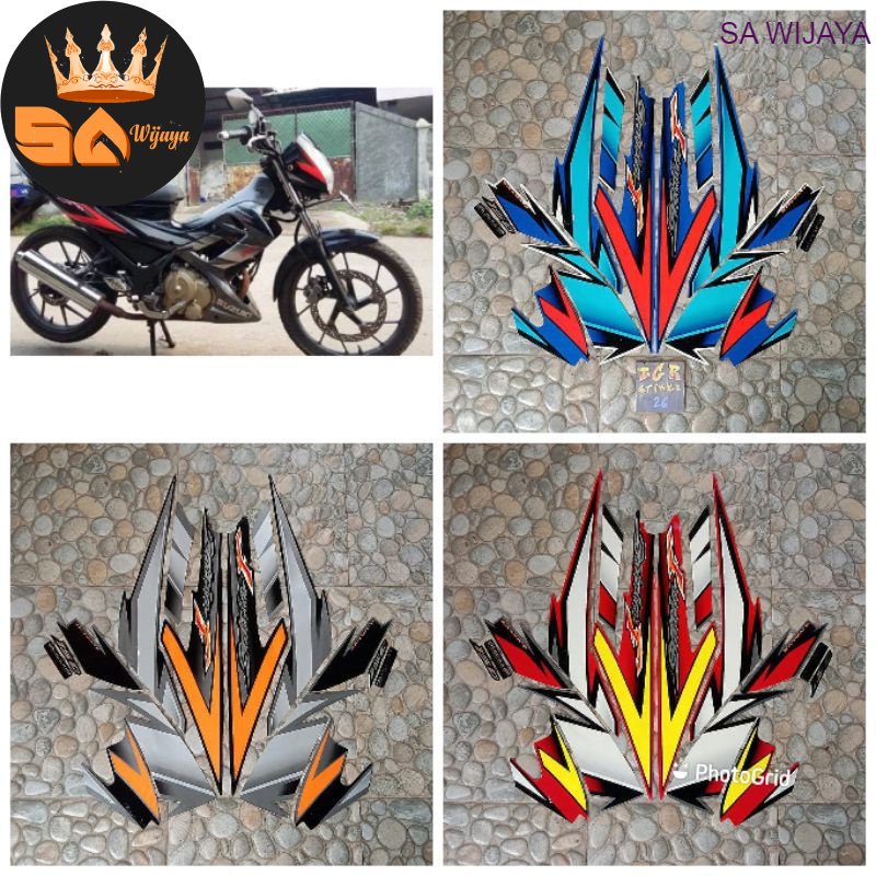 STRIPING STICKER LIST BODY MOTOR SUZUKI SATRIA F FU 2007 2008 BIRU HITAM MERAH MURAH
