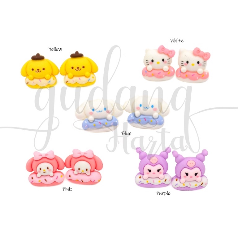 Anting Stud Wanita Donat Sanrio Earrings Motif Kue Karakter GH 203418