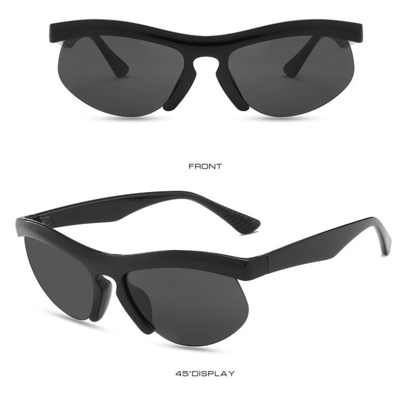 Kacamata Hitam Pria / Wanita Model Punk Frame Setengah Untuk Bersepeda