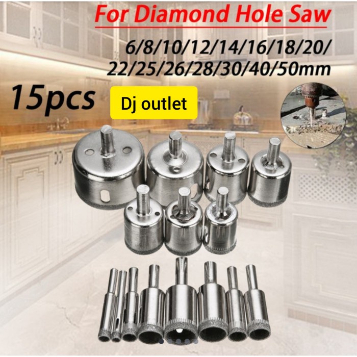 Diamond Hole Saw - Mata Bor Keramik Drill 15 Pcs 1 Set