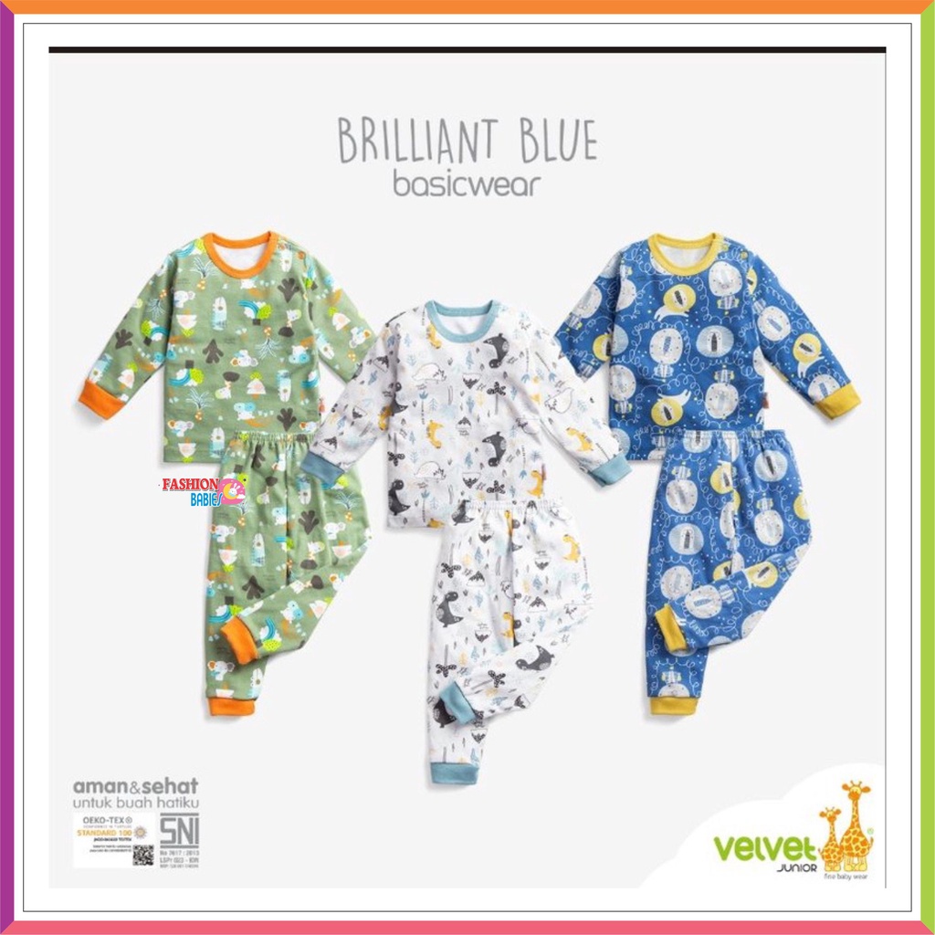 NEW VELVET JUNIOR BASIC WEAR BRILLIANT | SETELAN VELVET PANJANG PENDEK KANCING OBLONG NB S M L