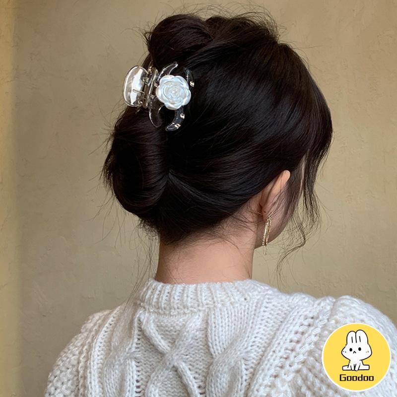 Jepit Rambut Korea Bentuk Bunga Mawar Camellia Warna Transparan Aksesoris Wanita Cepit Rambut -Doo
