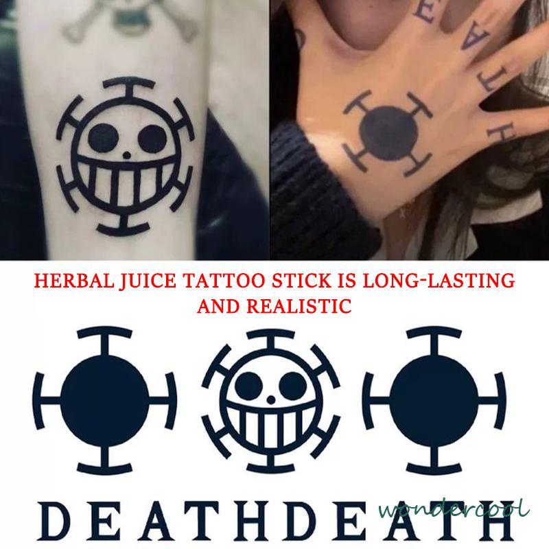 Stiker tato kartun Anime satu potong topi jerami Luffy tahan tahan lama stiker tato-Won