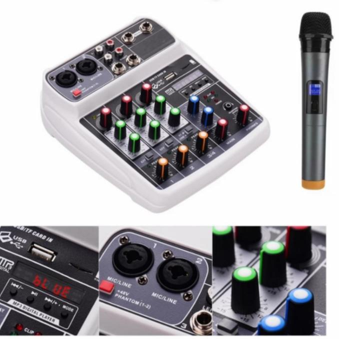 Paket Mic Compact Mixing Console Mixer 4 Ch Mikrofon Power Audio Musik