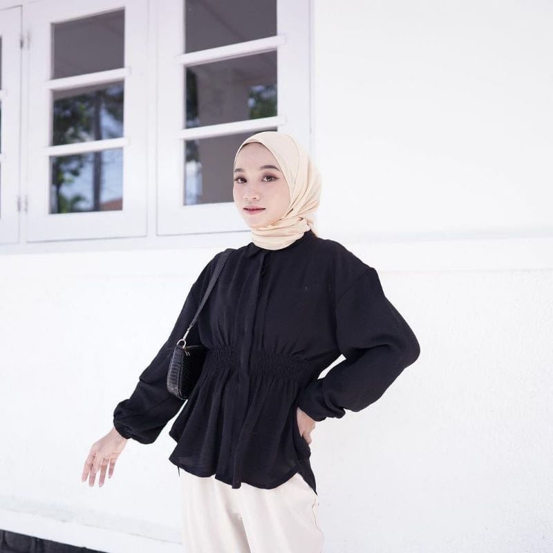 VEBBY TOP BLOUSE / NIRA KEMEJA CRINCLE APLIKASI KERUT