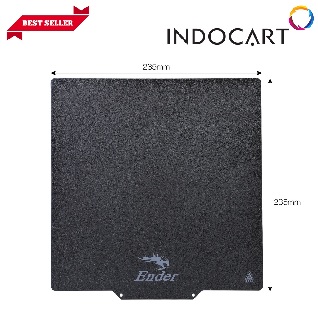 INDOCART PEI Steel Plate 235x235x0.4mm Black Magnetic Flexible