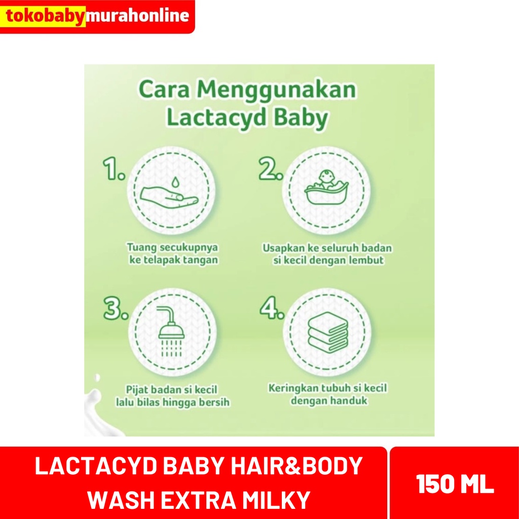 LACTACYD BABY BODY &amp; HAIR WASH EXTRA MILKY 150ML / SABUN BAYI