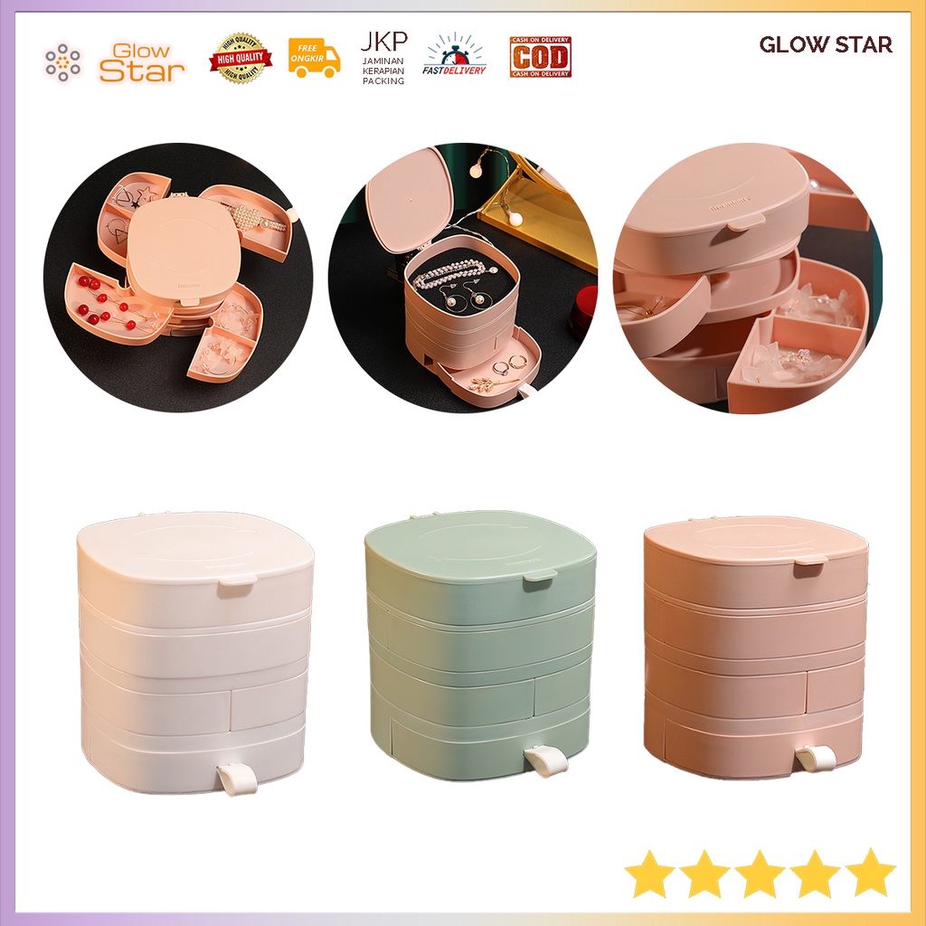 KPP2 Kotak Penyimpanan Perhiasan Premium Model Square Round Kalung Anting Cincin Gelang Storage Case Jewelry Display Box Set Pink Green nordic korea comparement slot akrilik elegan Grid Box Kecil Multi Slot Organizer