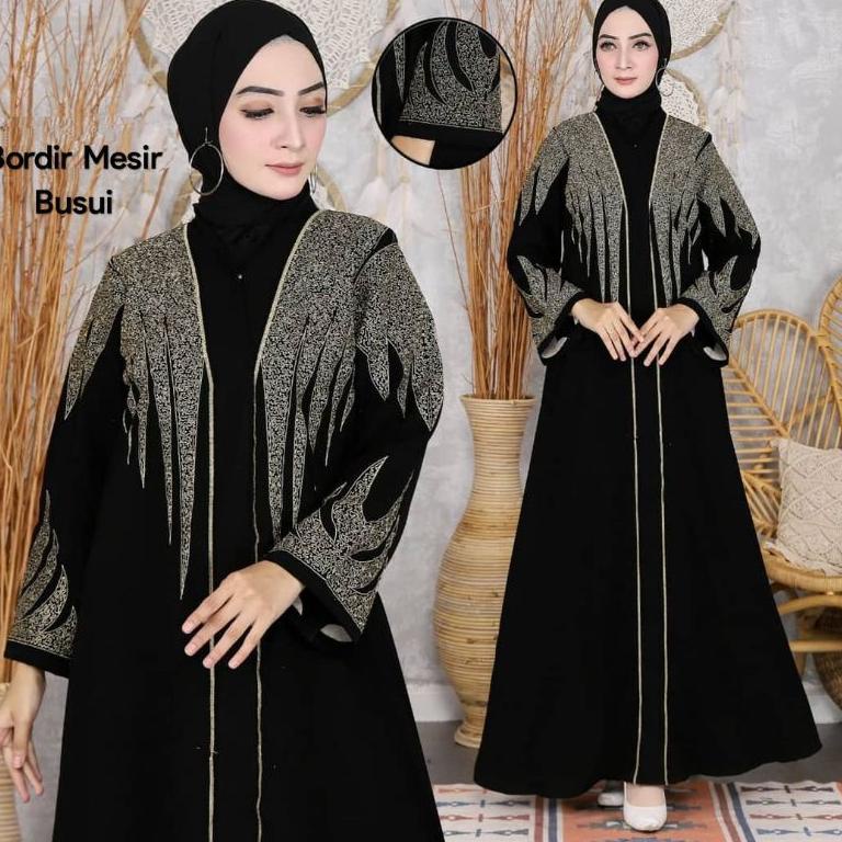 {KPB.18Oc22ᴳ} Abaya Hitam Turkey Gamis Maxi Dress Arab Saudi Turki Dubai Bordir Mesir