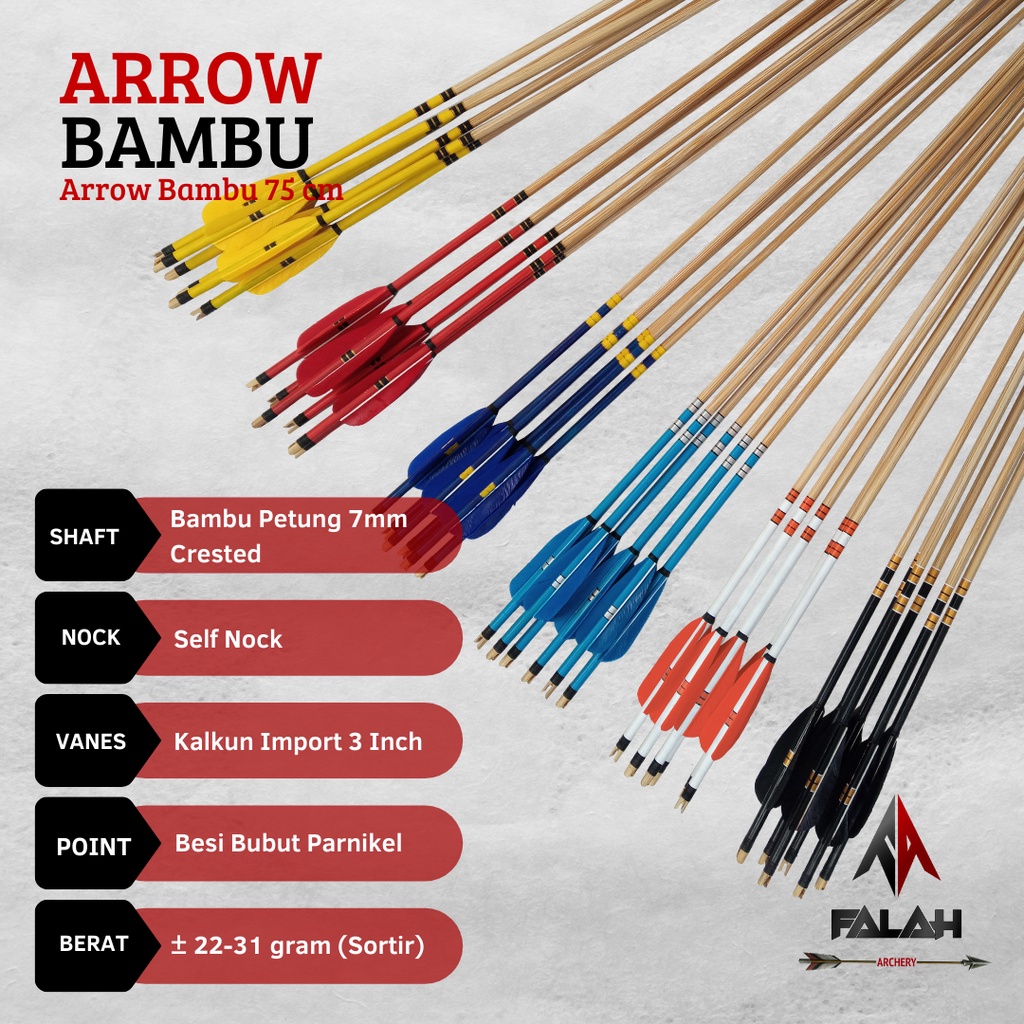 Arrow Bambu Petung Vanes Kalkun / Arrow Bambu Cresting / Arrow Bambu Isi 6 pcs / Archery