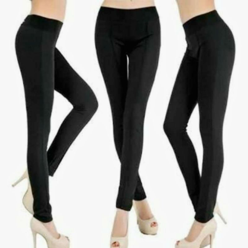 LEGGING HITAM&amp;PUTIH BAHAN SPANDEK LICIN TEBAL ELASTIS ADEM&amp;LEMBUT