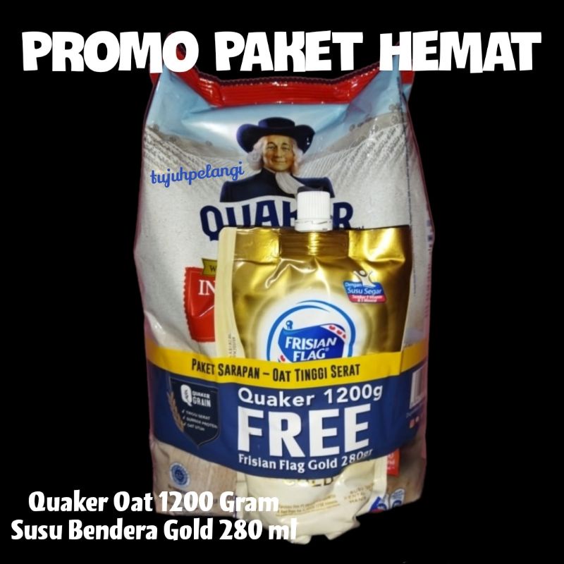 PROMO Quaker Oat Oatmeal Instant 1200 Gr Free Susu Bendera Gold Gratis