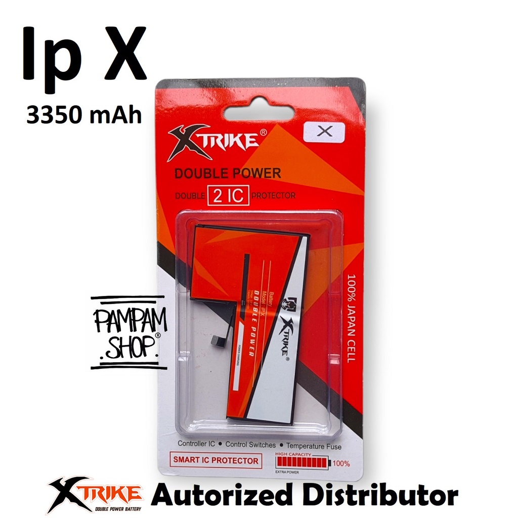 Baterai XTRIKE Double Power Iphone X Batre Batrai Ip Battery HP Handphone