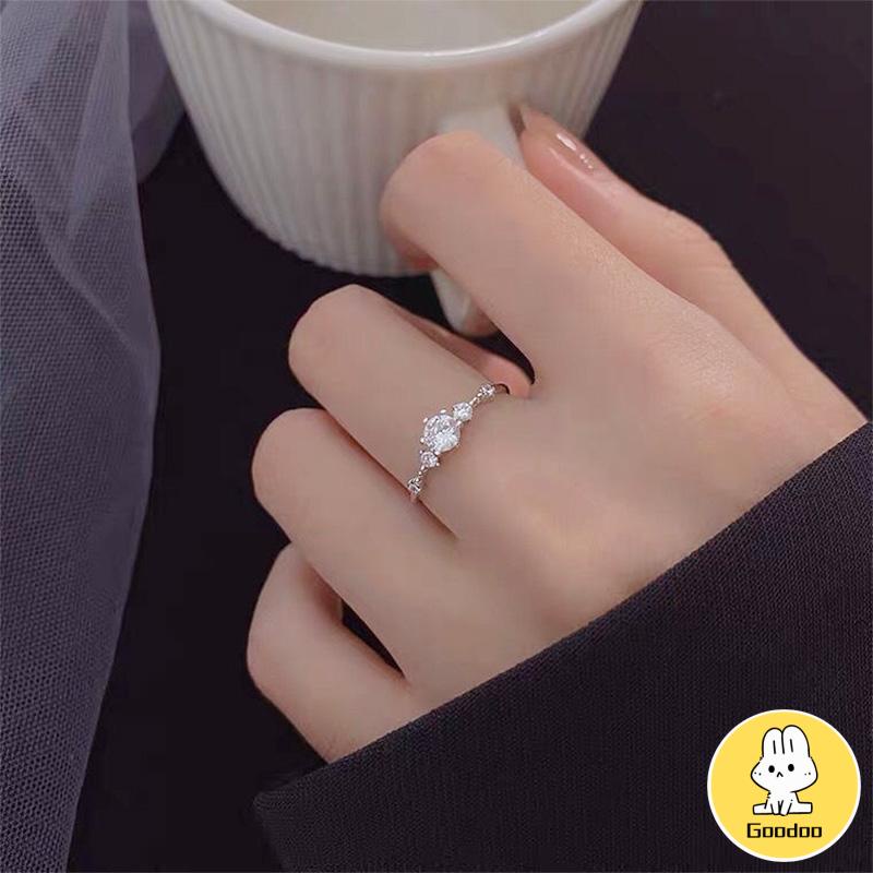 Cincin Korea Berlian Simple Adjustable Cincin Model Terbuka Desain Wanita Hadiah Aksesoris Fashion -Doo