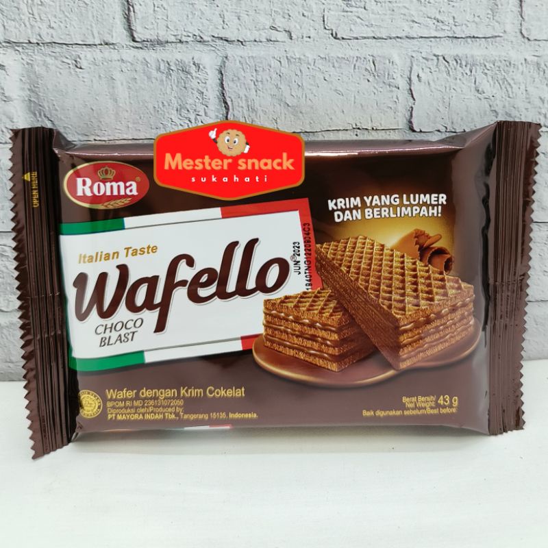 Roma Wafello 36 gram | Wafello Wafer | Wafello Renceng | Wafello Coklat | Wafello Karamel