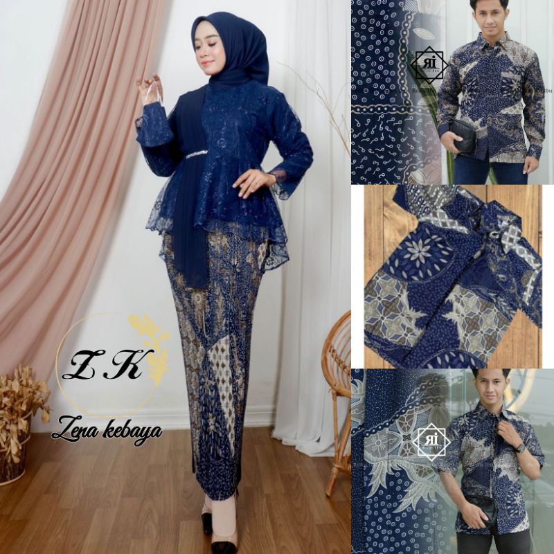 COUPLE KEBAYA MODERN COUPLE KEMEJA BATIK ANAK DAN DEWASA KEBAYA AURORA SELENDANG