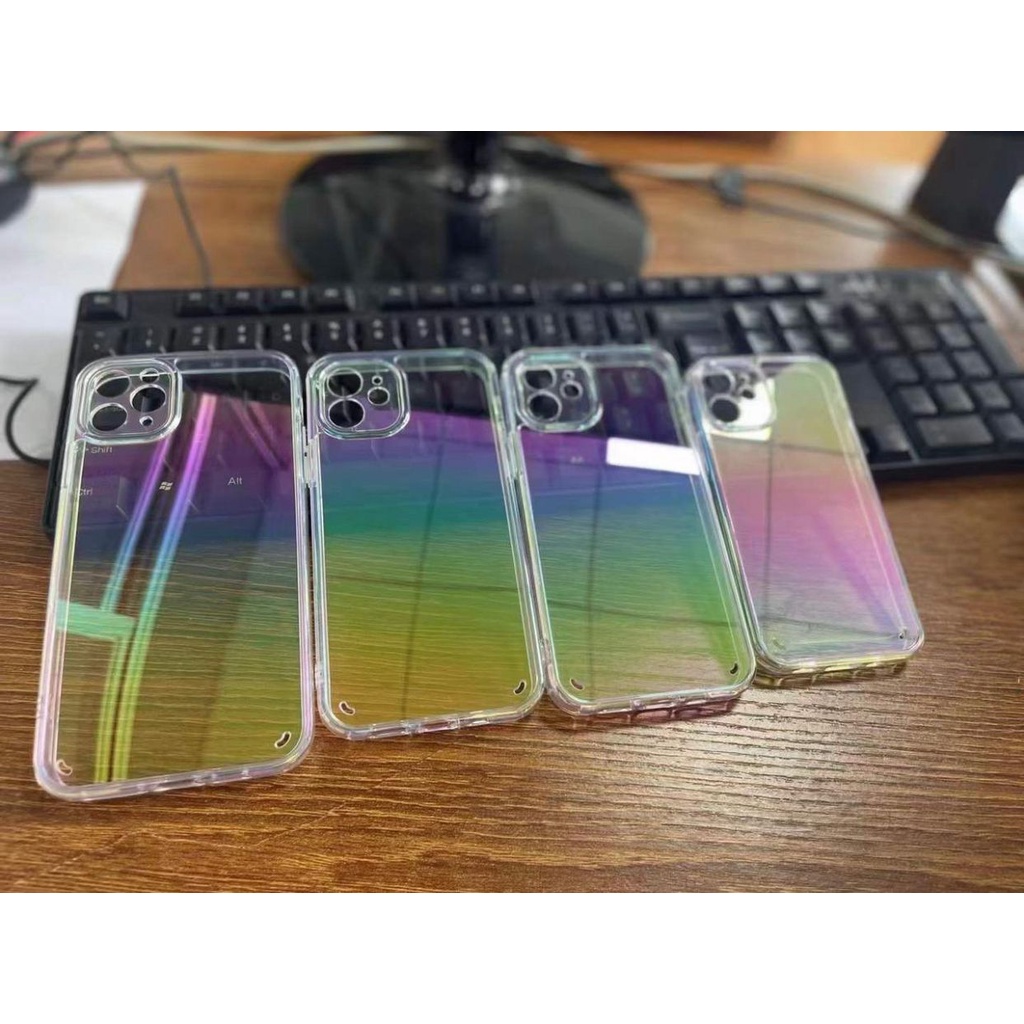 ACRYLIC FUZE RAINBOW CASE IPHONE 13 PROMAX 13 12 PRO 12 11 PROMAX 11 X XR XSMAX 8 PLUS 7 PLUS 8 / SE / 7 SQUARE EDGE FULL PROTECTOR CAMERA