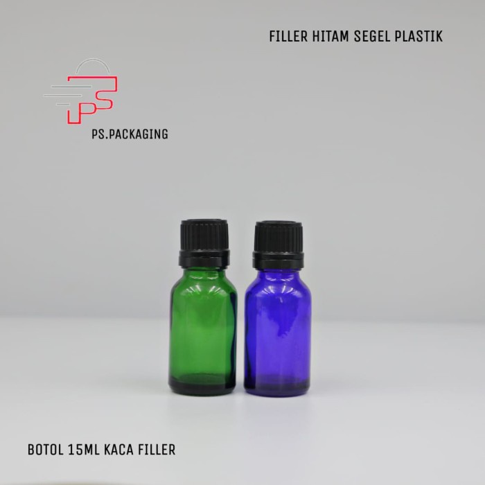 BOTOL 15ML KACA TEBAL - TUTUP FILLER HITAM SEGEL - BOTOL FILLER