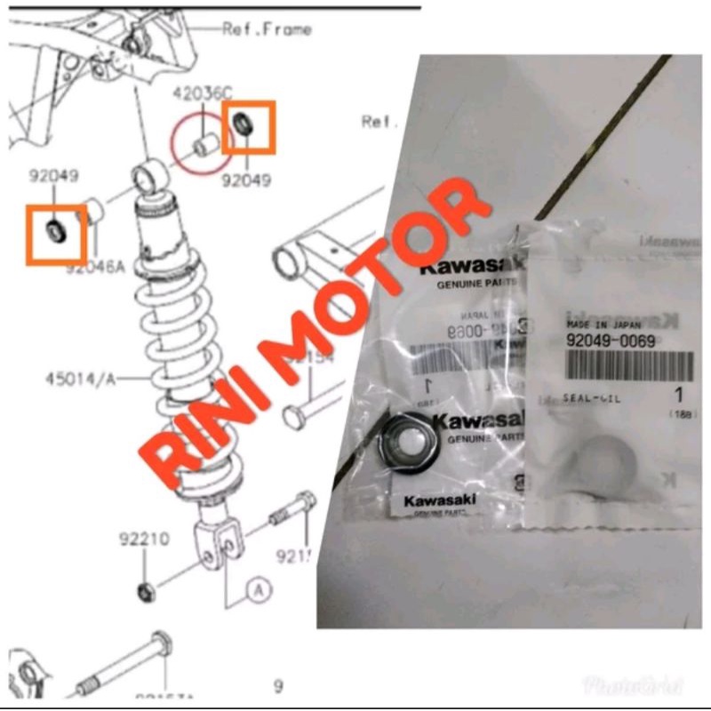 sepasang seal mono shock monoshock sil mono shock monoshock belakang KLX140 KLX 140 klx150 KLX 150 O