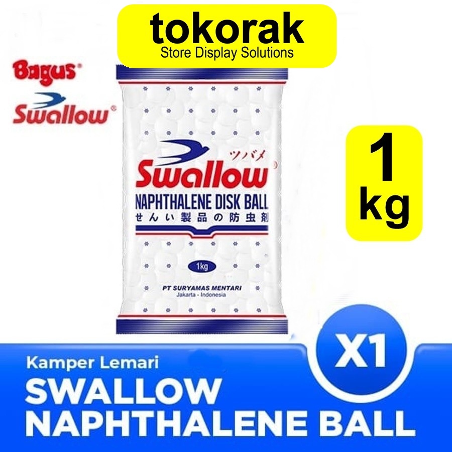 KAMPER NAPHTHALENE SWALLOW 1 KG DISK BALL PUTIH 1000 GRAM KAPUR BARUS