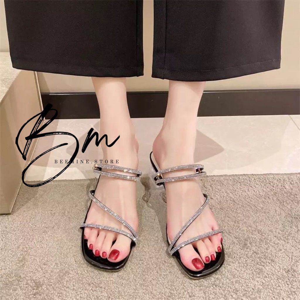 Sandal Hak Tahu / Heels Tali Glitter Wanita Balance 4 cm 0212-3A