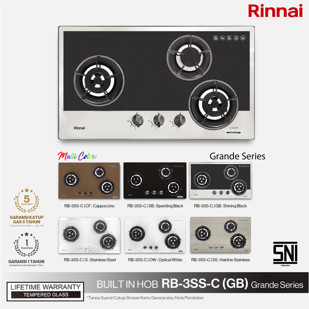 Rinnai RB-3SS-C (SB)/(GB)/(SS) Kompor Gas Tanam